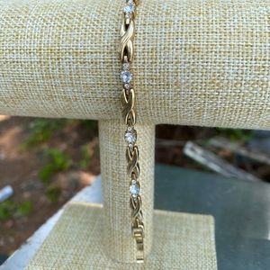 Gold Xs Bracelet with Crystals